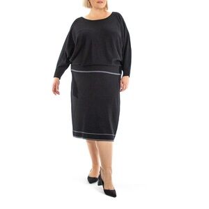 Plus size Nina Leonard 2 piece skirt and dolman sleeve sweater set